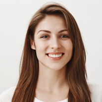 Smiling woman with long brown hair